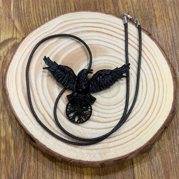 Vintage Black Crow Pendant Necklace