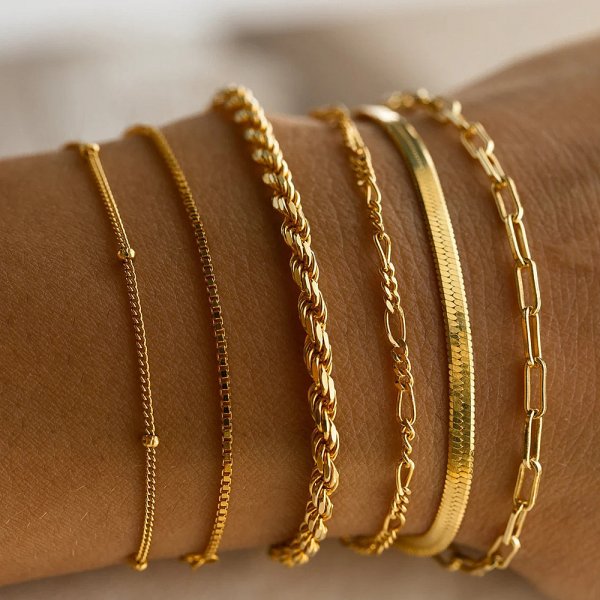 Simple Metal Multi-layer Bracelet Six-piece Set