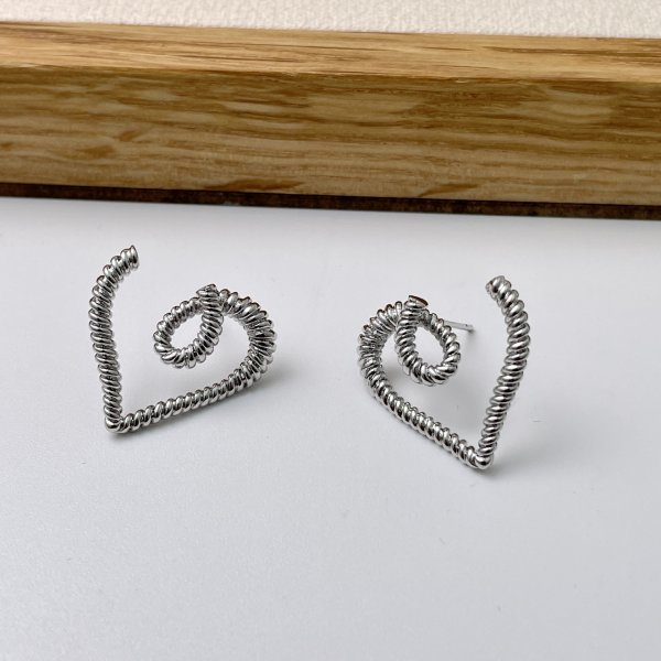 Line Spiral Love Heart Earrings Female