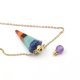 Natural Seven-color Stitching Crystal Stone Hexagonal Cone Perfume Essential Oil Bottle Pendant Necklace