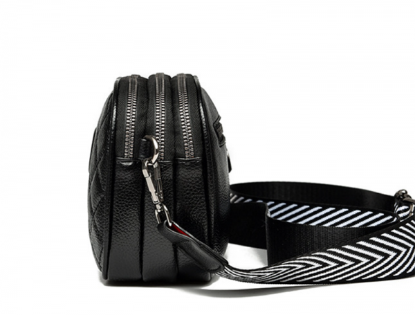 Fashion Shoulder Bag With Three Zippers Wide Shoulder Strap Small Square Bag Women